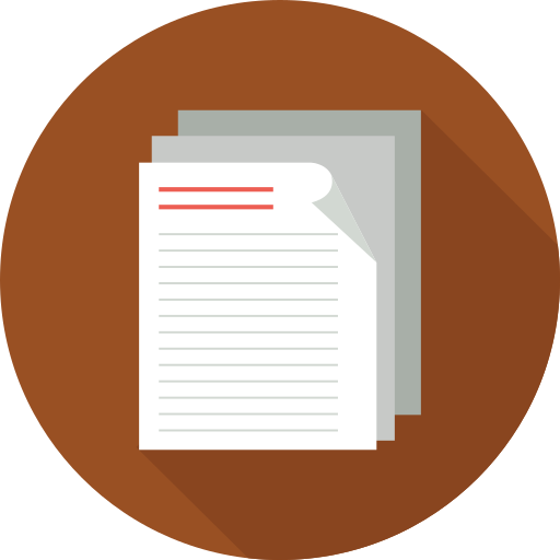 Stack of papers on brown background